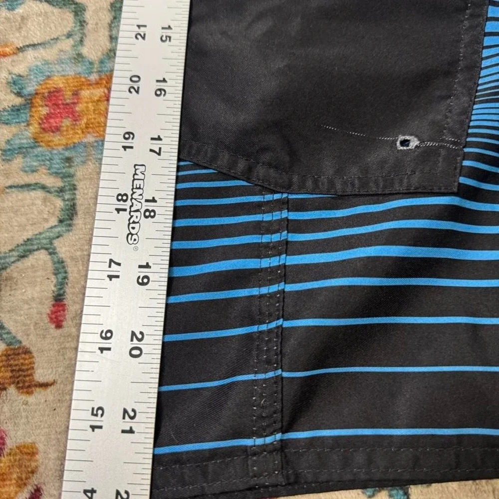 Honolua Honolulu Blue Board Shorts Mens 38 Y2K Striped Swim Trunks M1057HWI